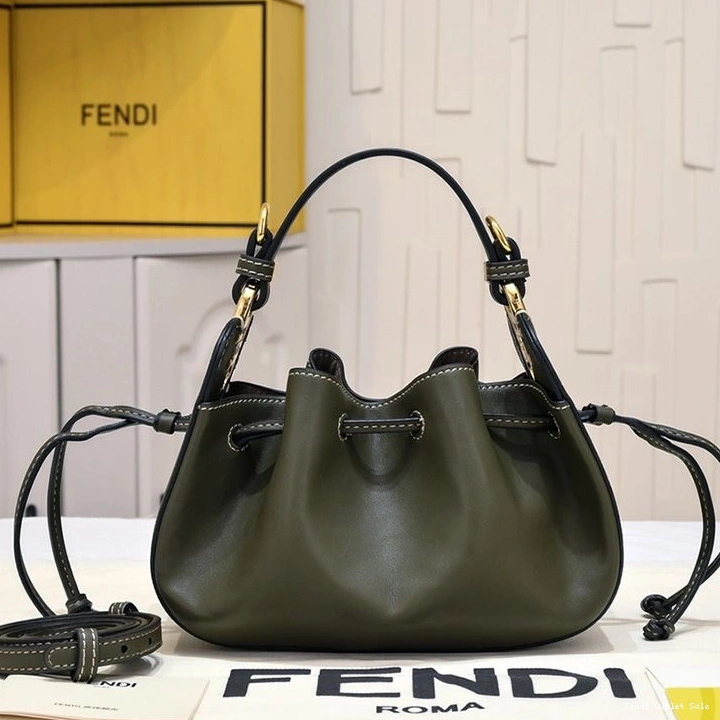 Cheap Bag Fendi Pomodorino Leather Green Bucket Calf In Mini 0729